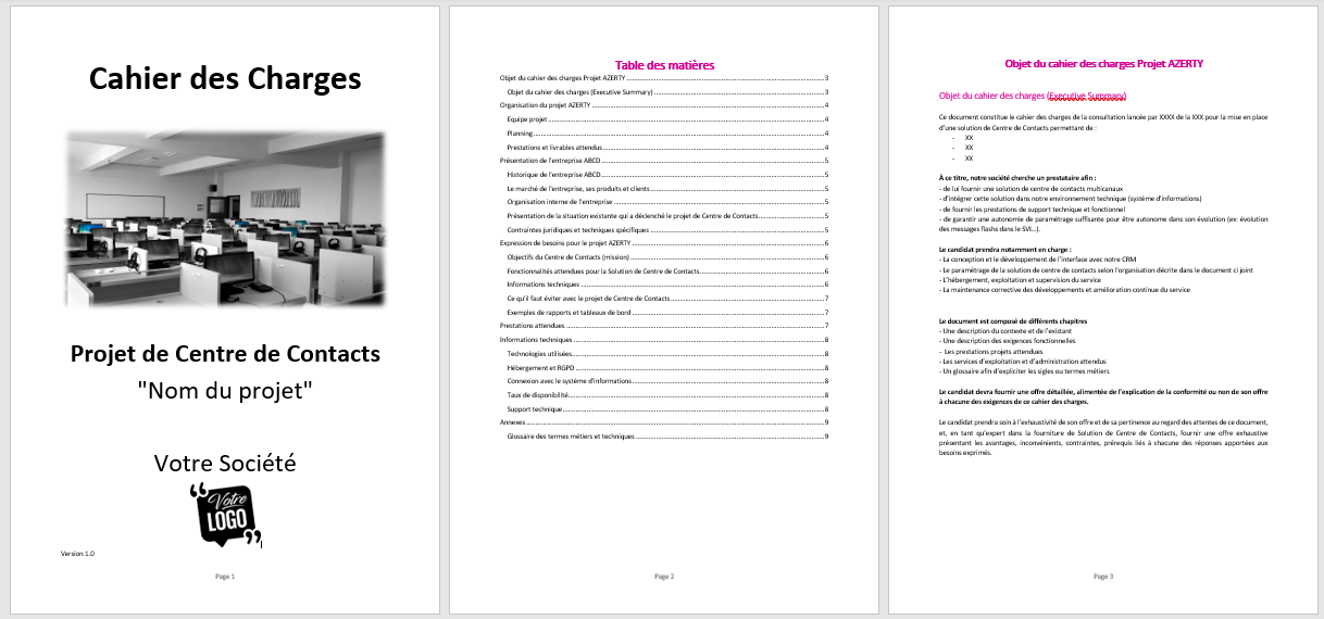 Cahier charge consulation prealable